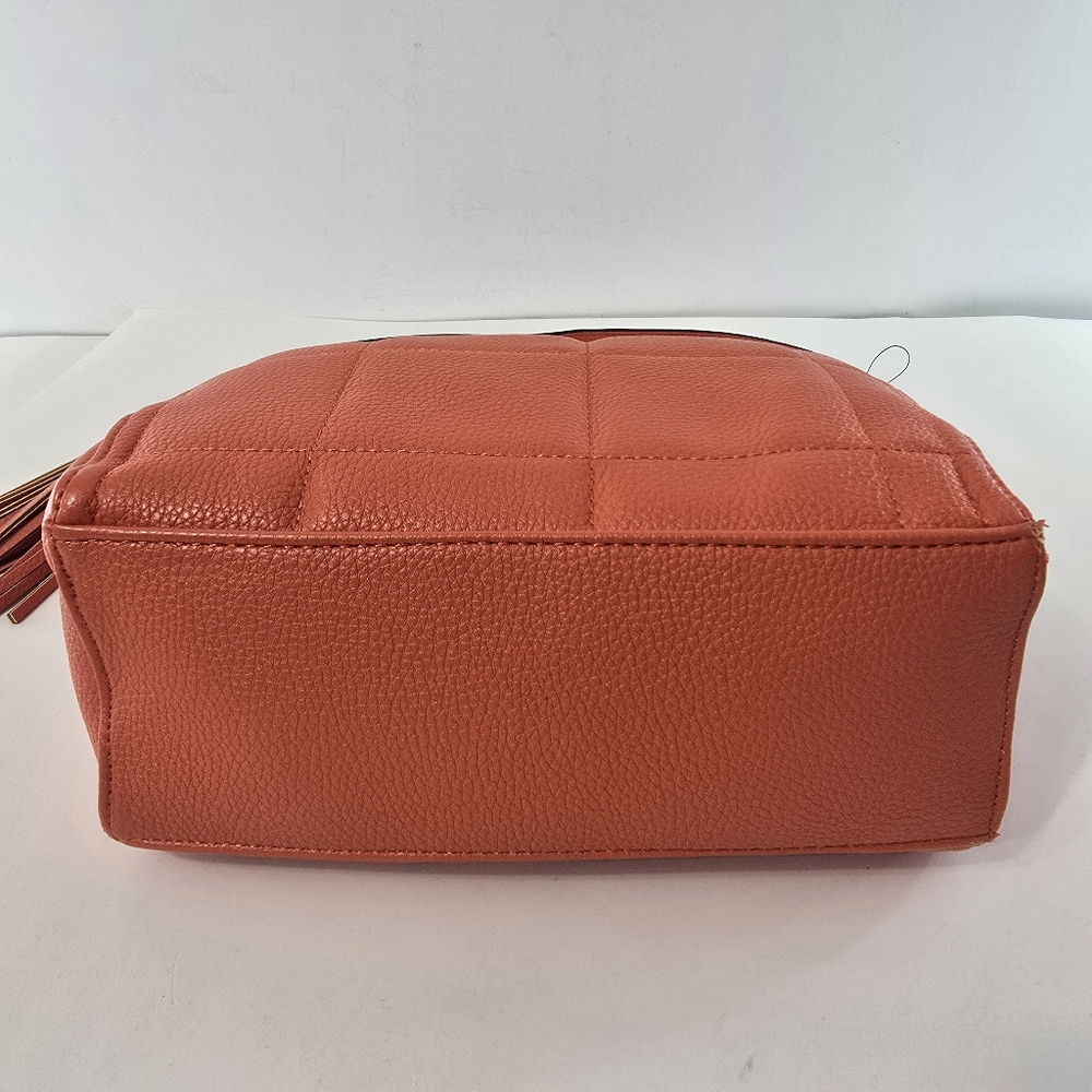Tahari Orange Quilted Leather Hobo with Tassel - Picture 5 of 12